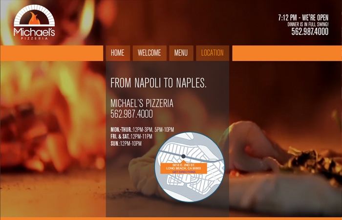 Image of Michaels Pizzeria Home Page