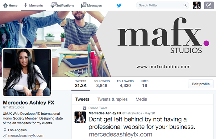 Image of MAFX Studios Twitter Page
