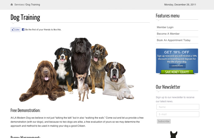 Image of LA Modern Dog Home Page